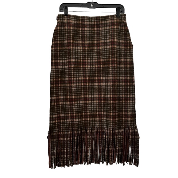 Double RL RRL Fringe Plaid Wool Skirt, Sz 4 - Picture 3 of 16